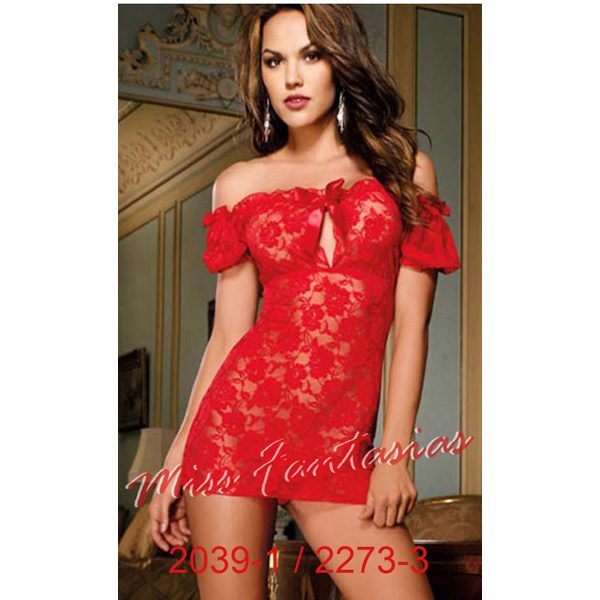 Babydoll Rojo con Manga 3/4